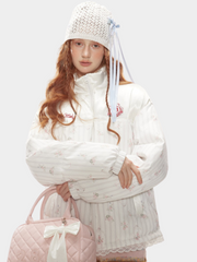 RavenDrop - Women‘s High Collar Lace-Trimmed Padded Jacket GONGGAR SPORTS
