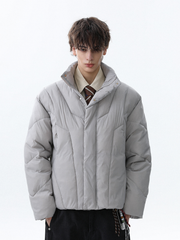 Summitline - Unisex Solid Color Stand Collar Quilted Padded Jacket