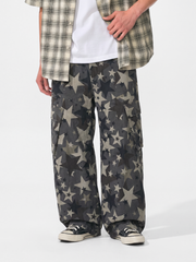 StarStill - Men's Multi-Pocket Star Print Baggy Cargo Pants