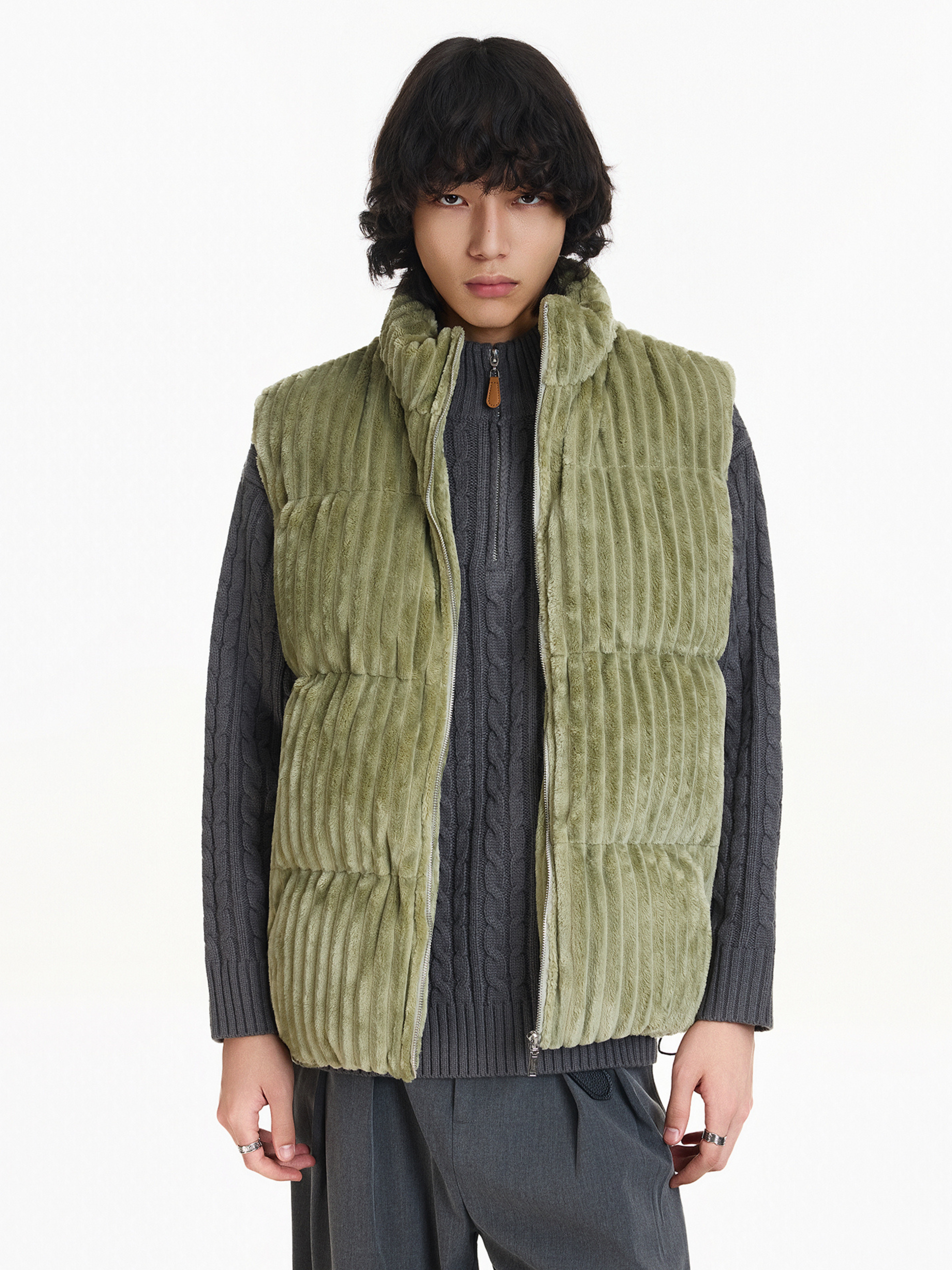 Ember - Unisex Corduroy Stand-Collar Padded Vest
