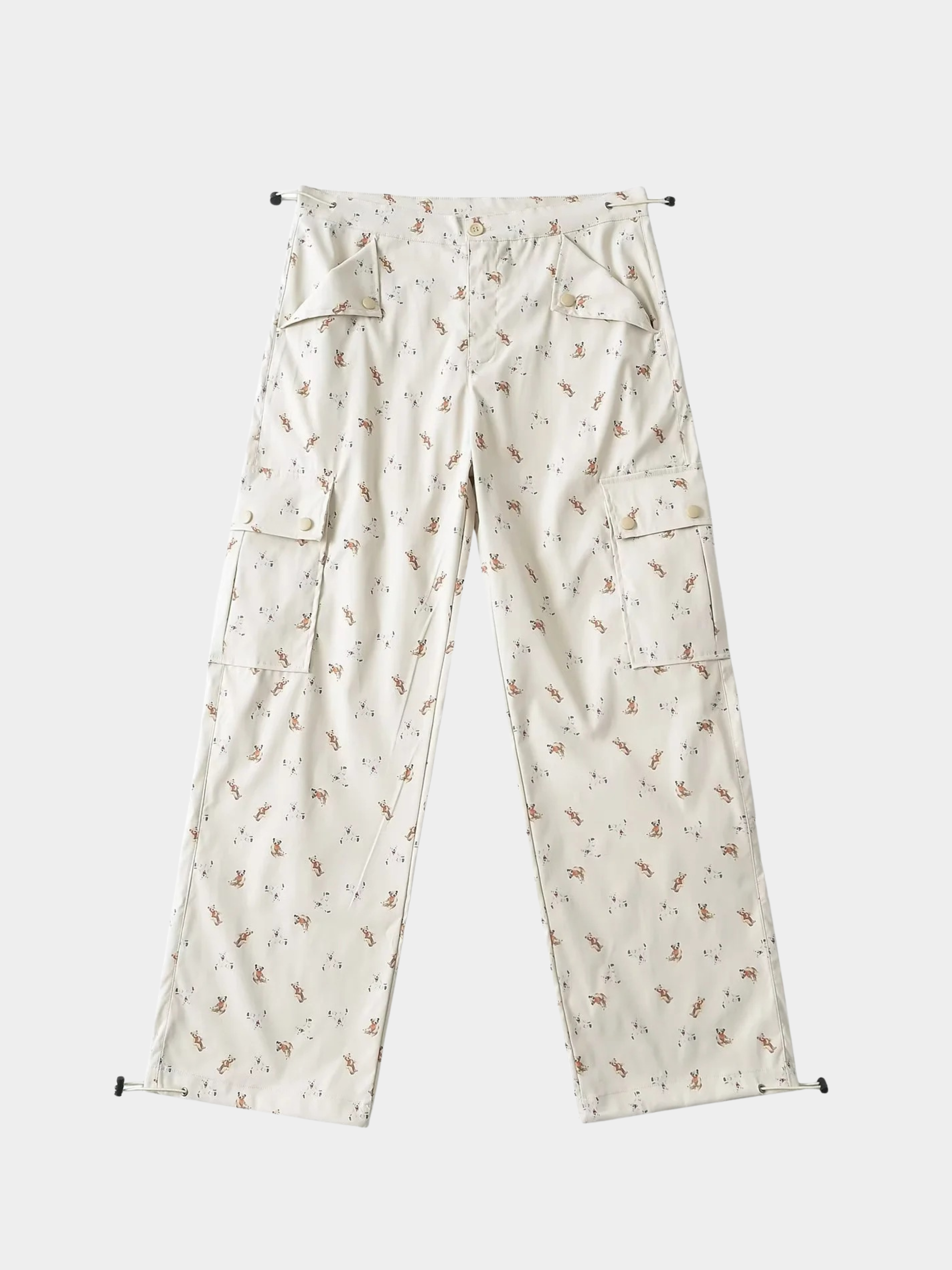 WolfCase - Women's Bear Print Drawstring Cargo Pants