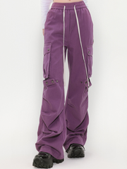 ThornView - Women's Elastic Waist Ruched Cargo Pants