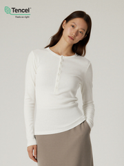 Echo - Women's TENCEL™ Henley Neck Slim-Fit Long Sleeve Tee