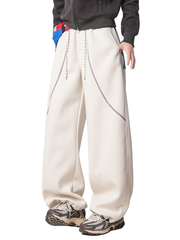 FrostField - Unisex Color-Stitch Contrast Relaxed Straight Sweatpants