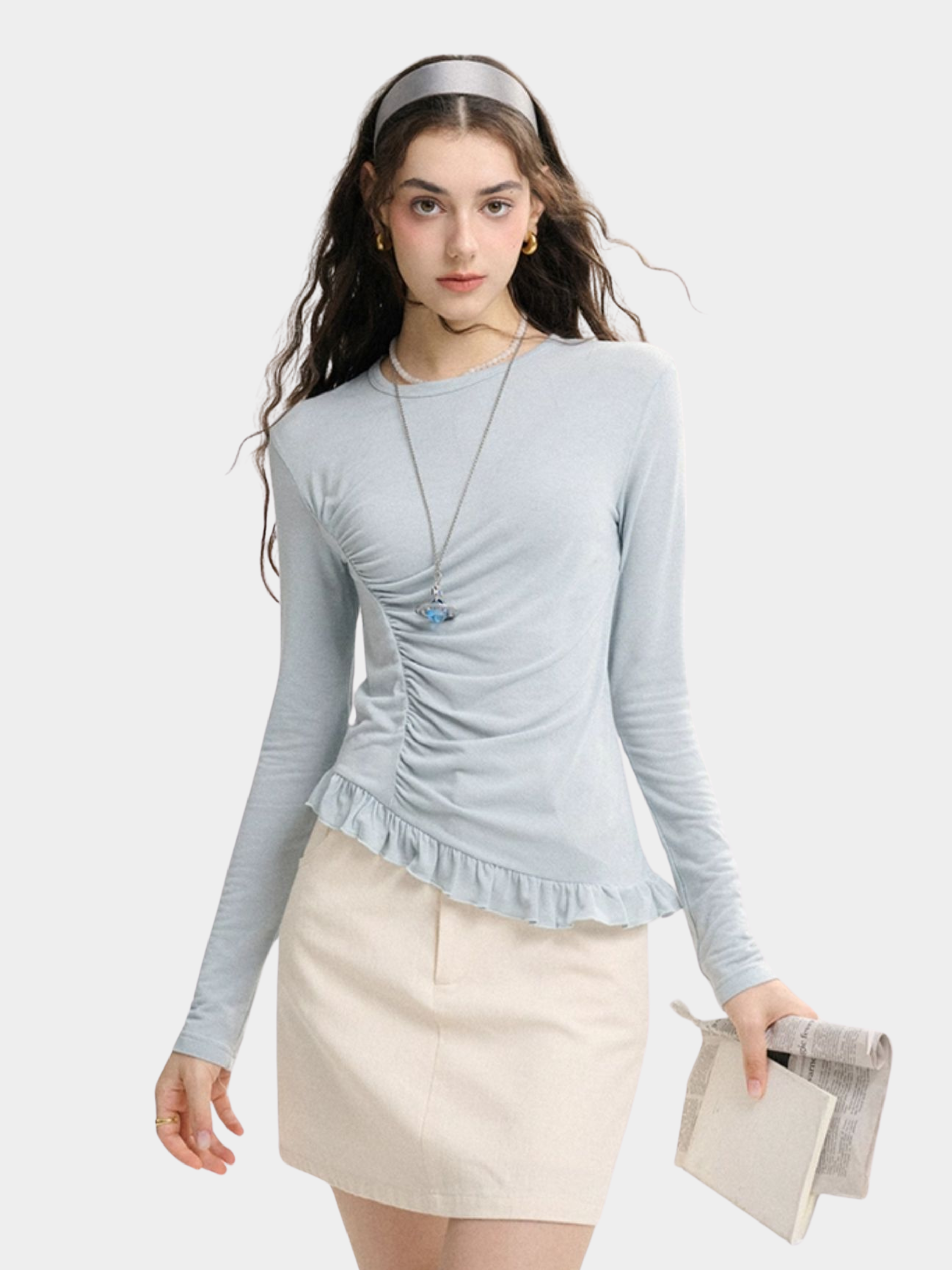 Ashbite - Women's French Ruffle Trim Base Layer Top