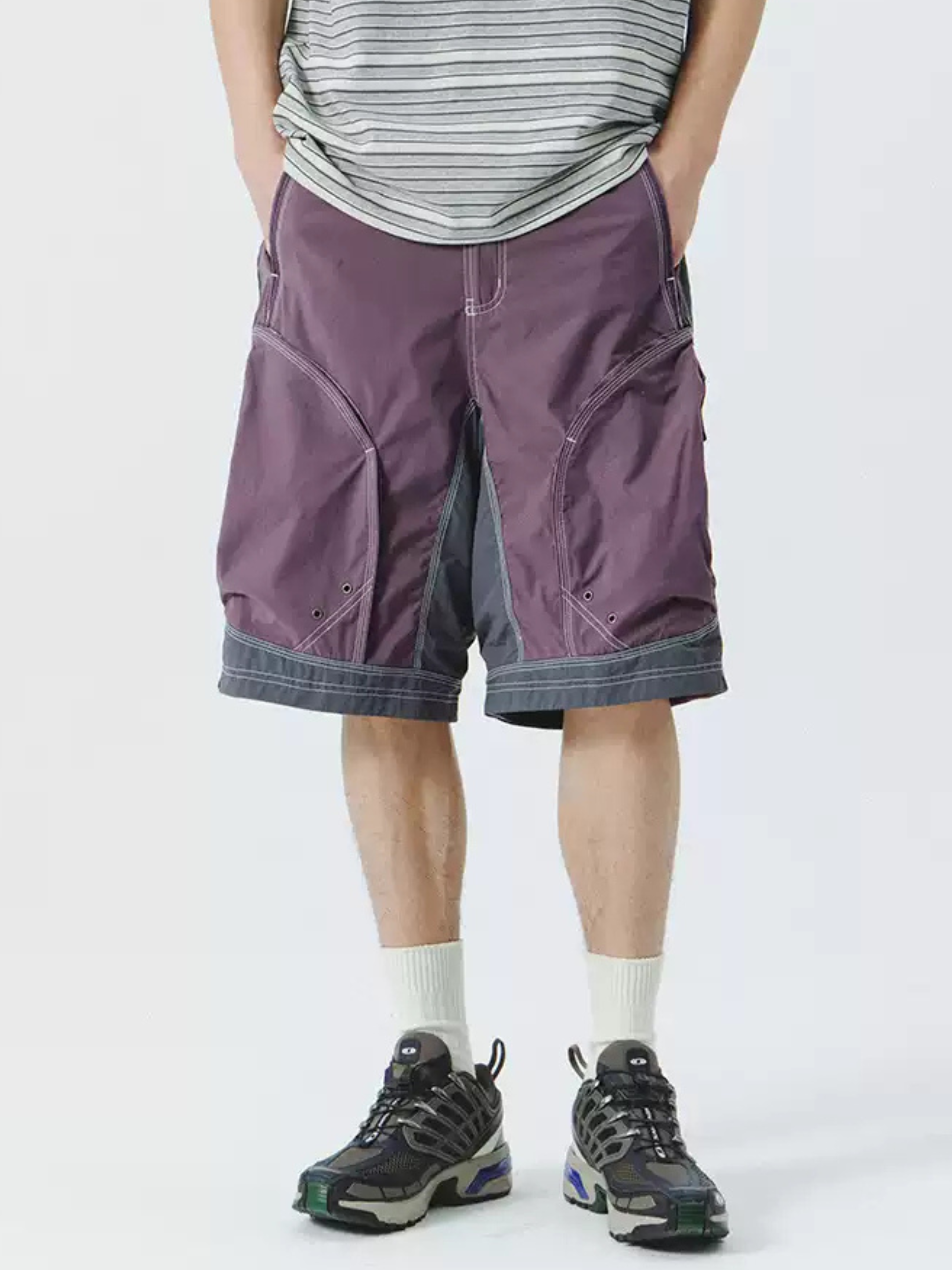 BaseMat - Men's Retro Patchwork 5-Inch Shorts GONGGAR SPORTS