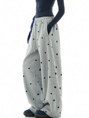 Moonwalk - Women's Polka Dot Draped Wide-Leg Sweatpants