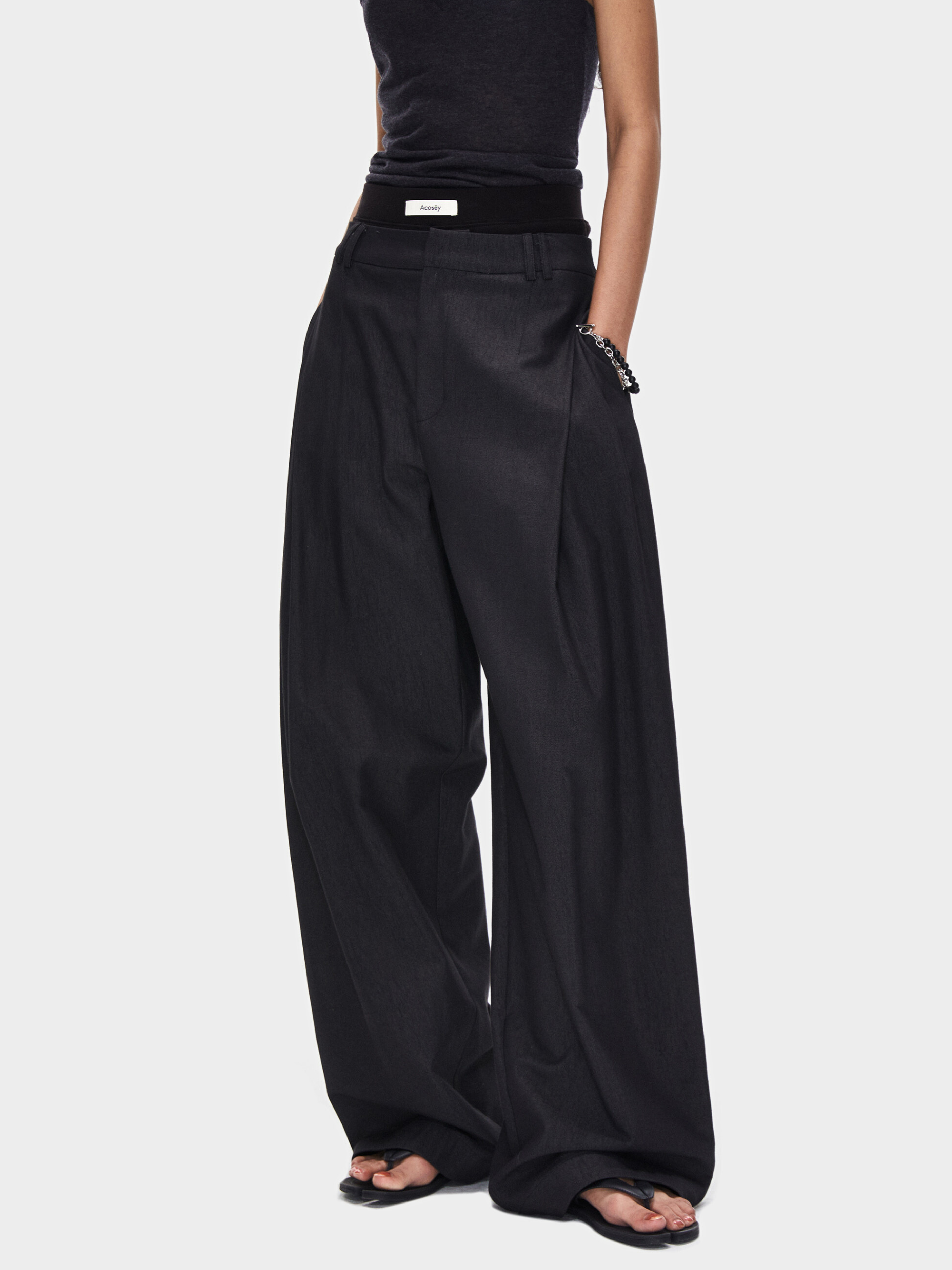 Ashcrest - Women's Draped Curved Pleated Straight-Leg Pants