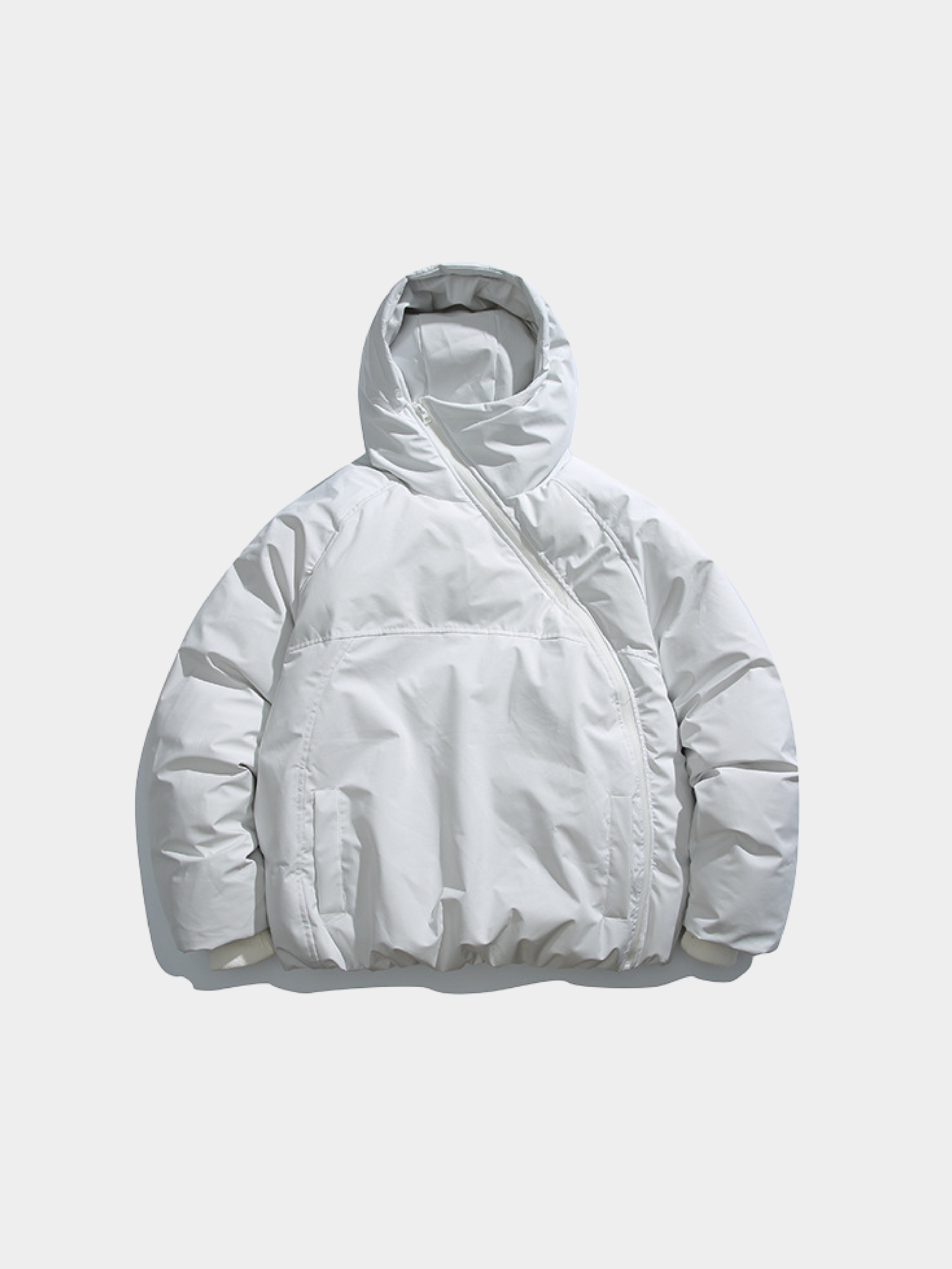 BluffGo - Unisex Asymmetric Zipper Hooded Puffer Jacket GONGGAR SPORTS