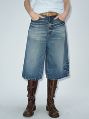 WolfMark - Women's Washed Loose Denim Cropped Pants