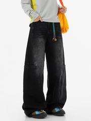 Highreach - Women's Oversized Pocket Straight-Leg Deconstructed Jeans