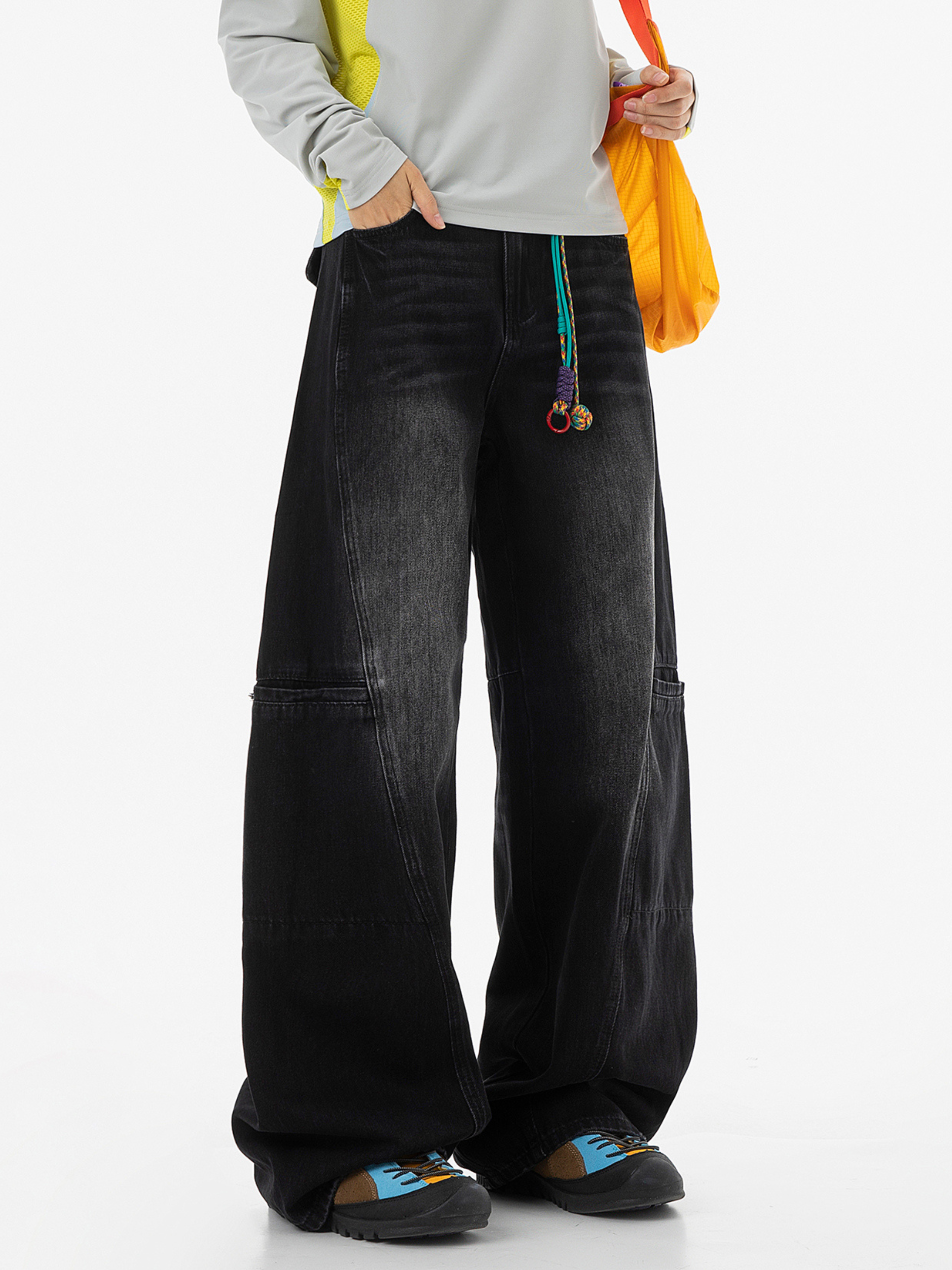 Highreach - Women's Oversized Pocket Straight-Leg Deconstructed Jeans