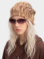 StarKnit - Starfish Graphic Distressed Raw-Edge Knit Beanie