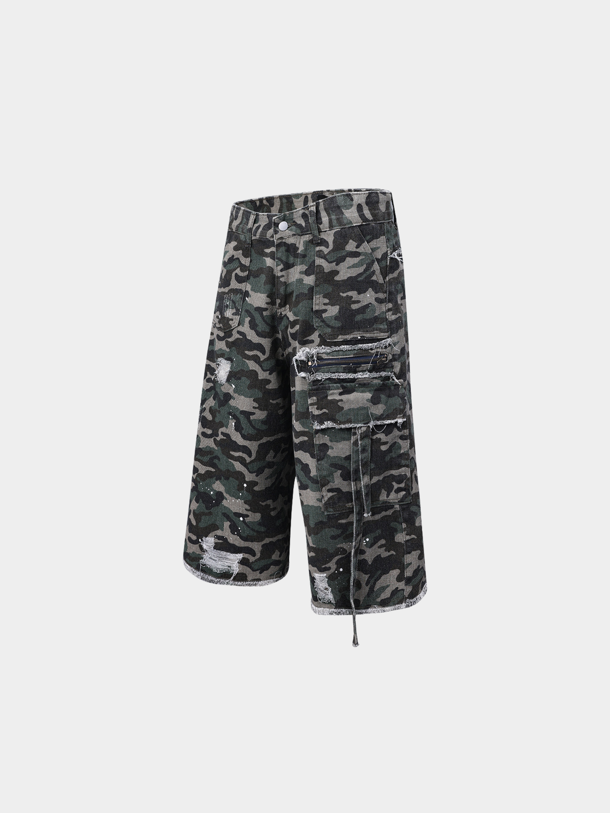 Beacon -Men's Distressed Camouflage Denim Shorts GONGGAR SPORTS