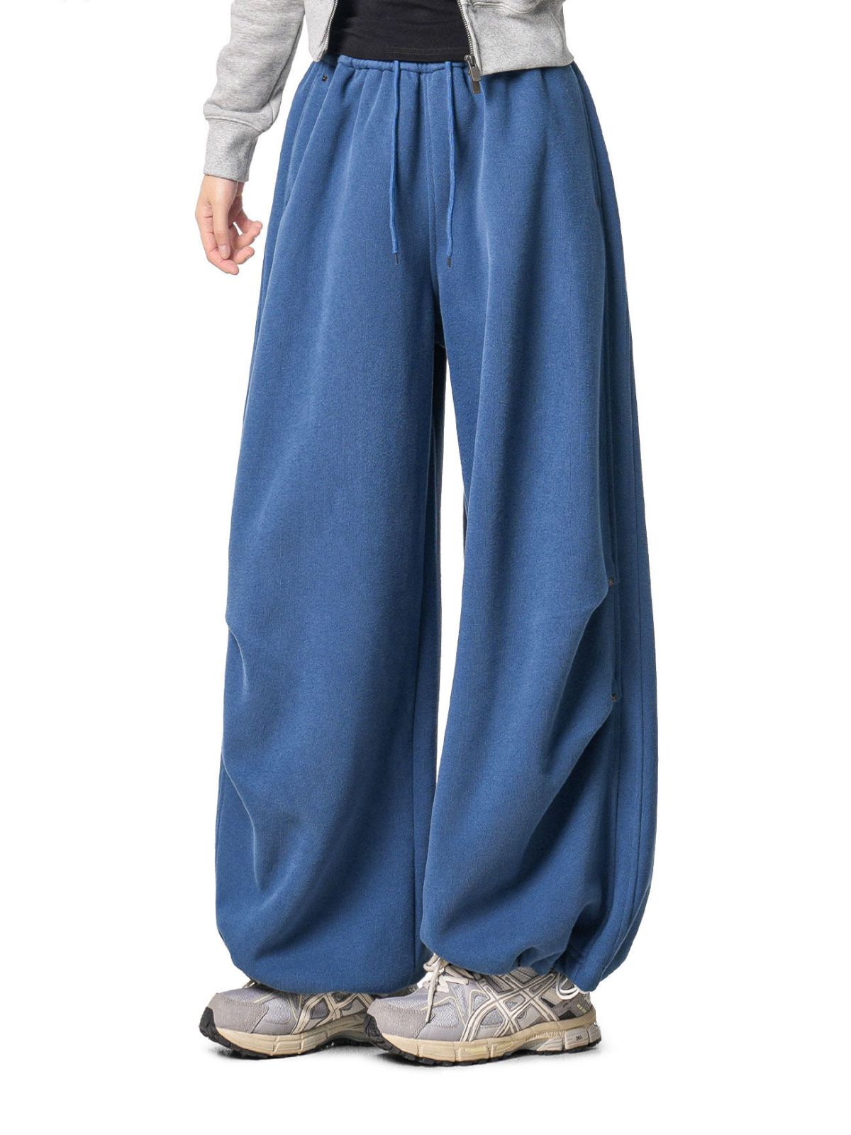 Reachpeak - Unisex Rivet-Detail Pleated Draped Paratrooper Sweatpants