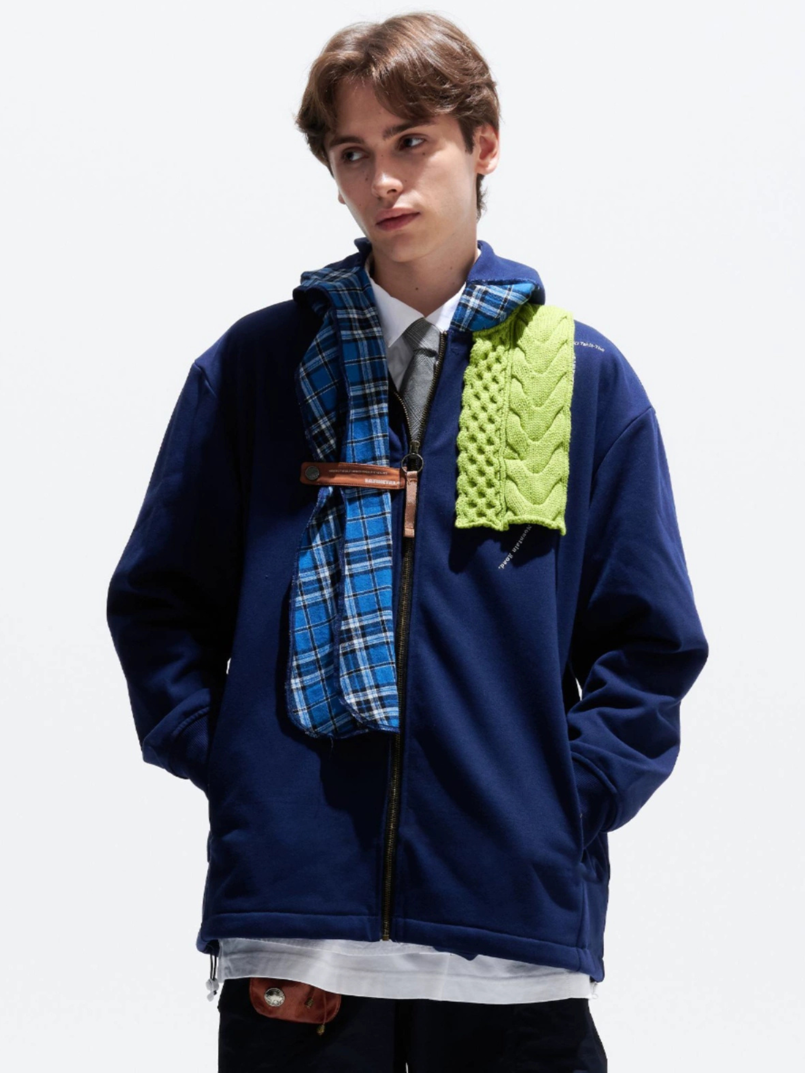 CanyonGo - Unisex Asymmetric Scarf Patchwork Hoodie Jacket