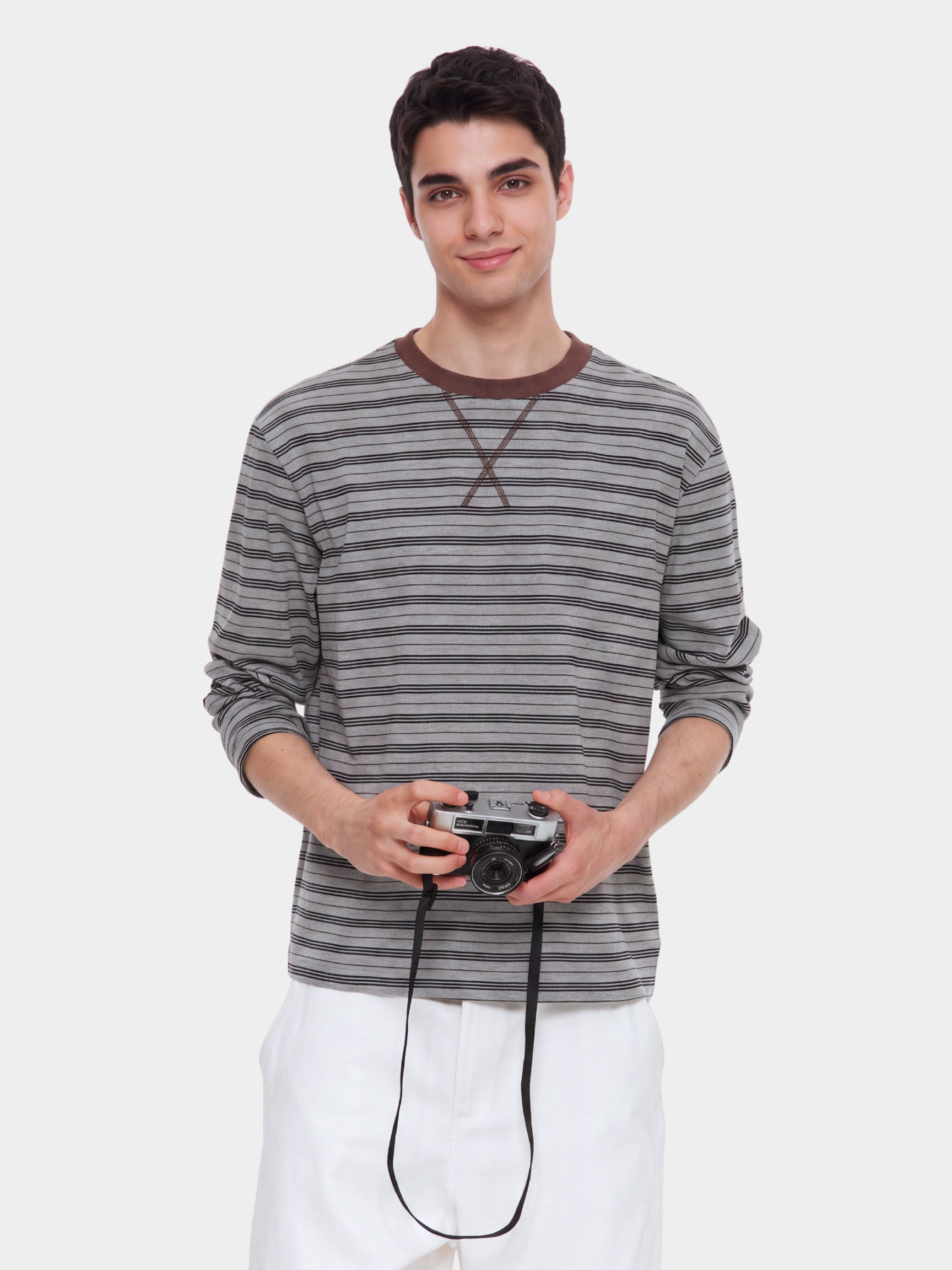 LineVeil - Unisex Contrast Stripe Layering Long Sleeve Top