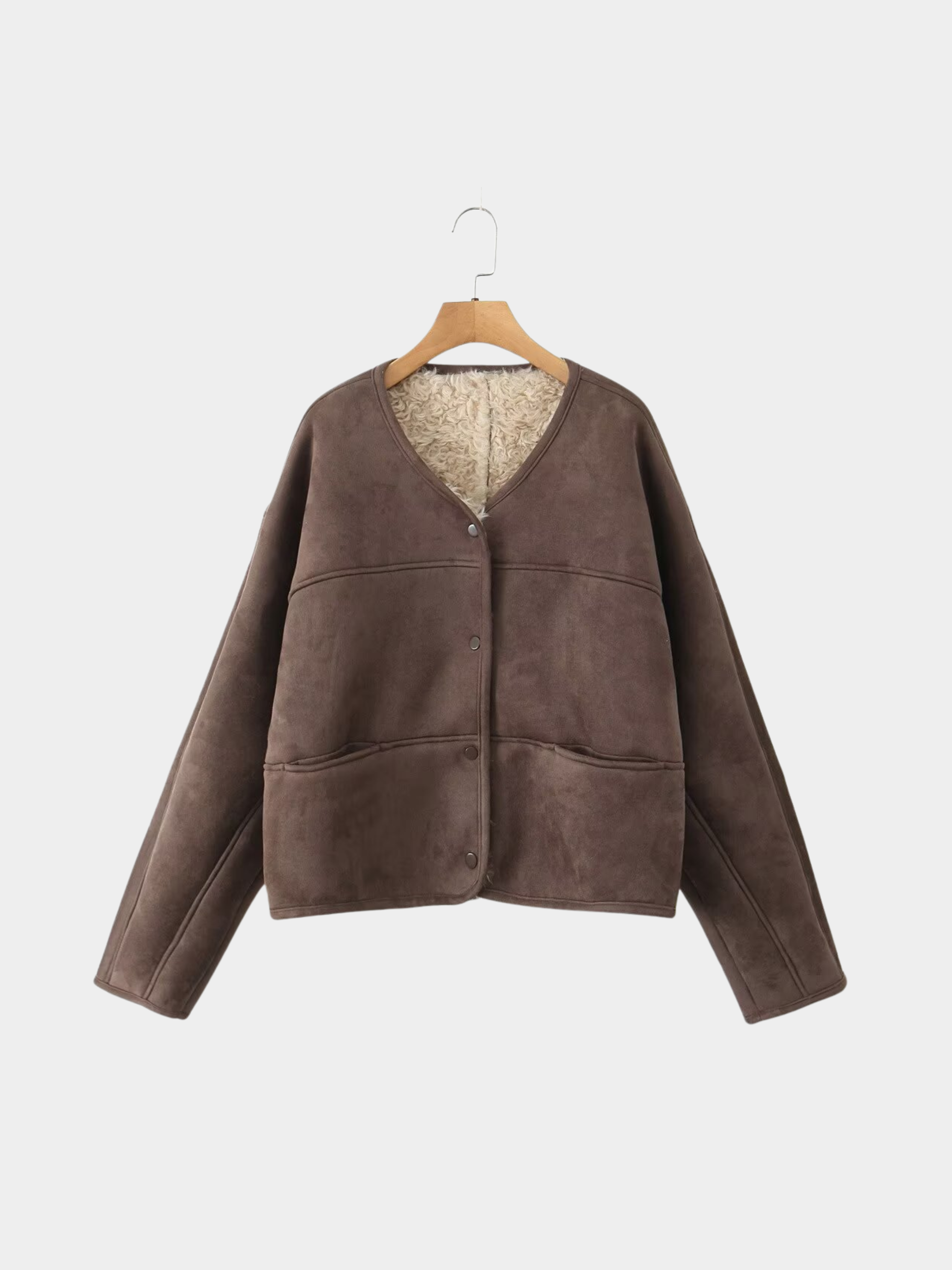Ashtrack - Women's Reversible Faux Suede & Sherpa Fleece Jacket
