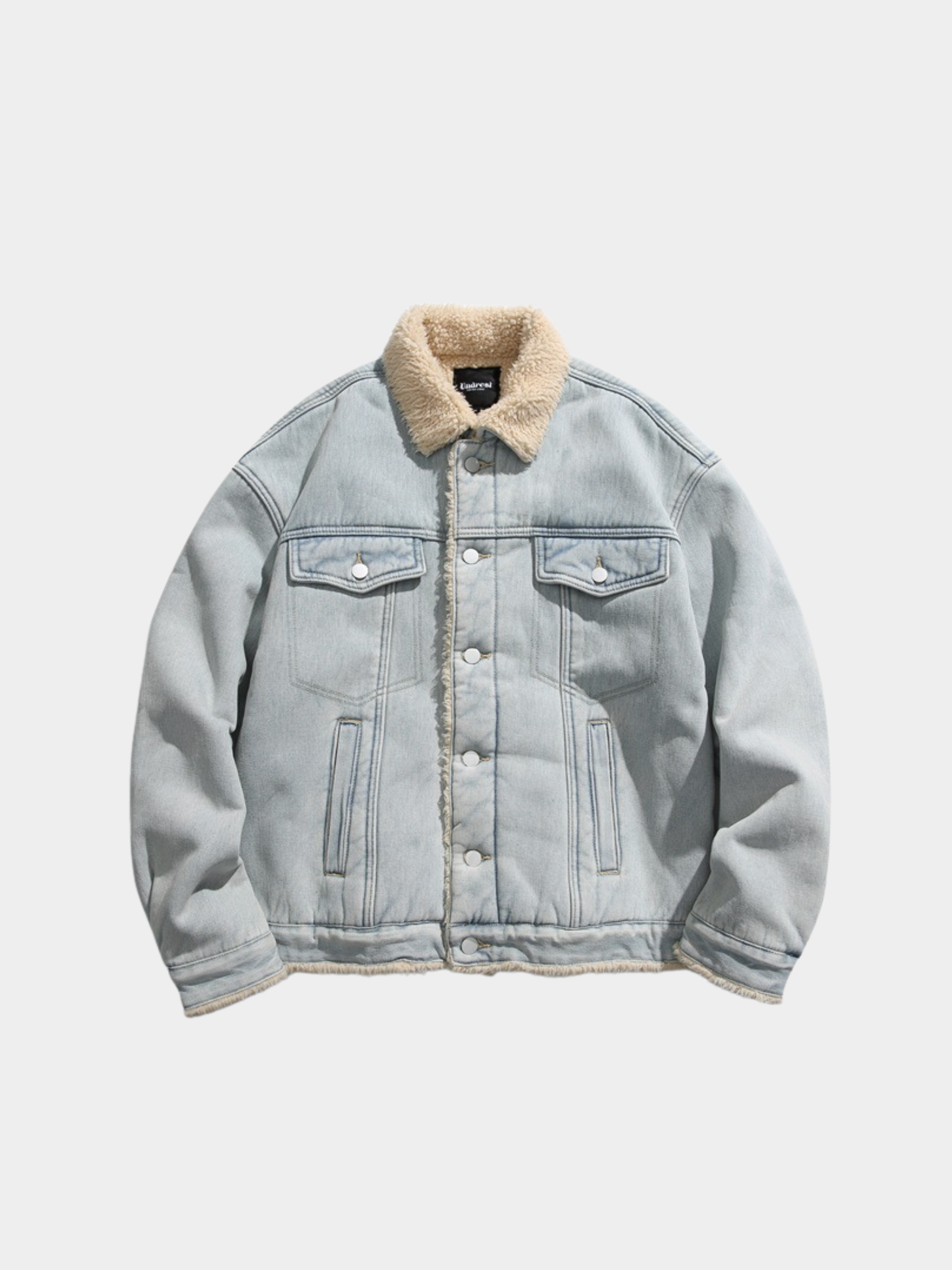 Vespera - Unisex Washed Denim Sherpa Jacket