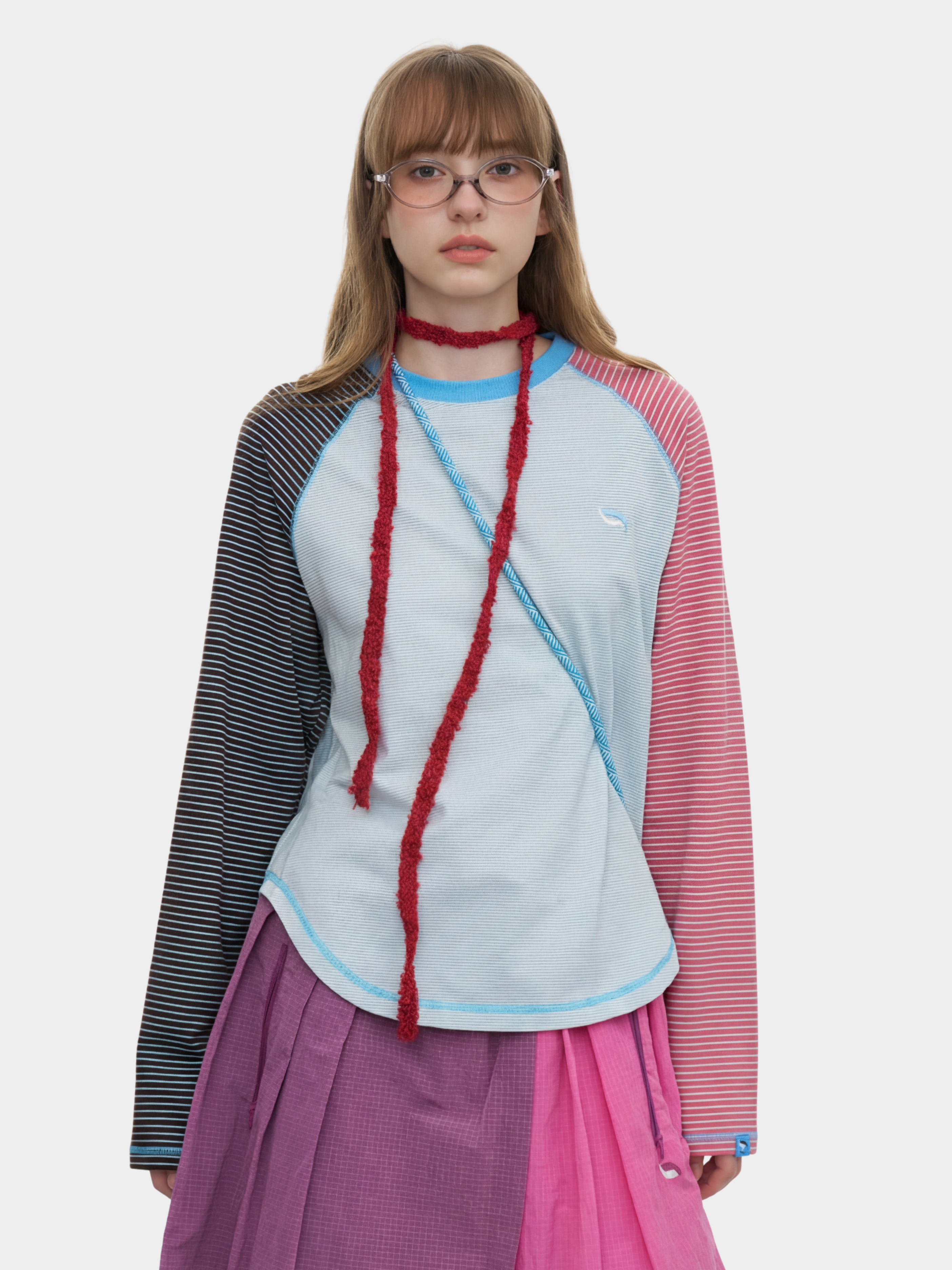 IceFlare - Women's Stripe Contrast Raglan Long-Sleeve