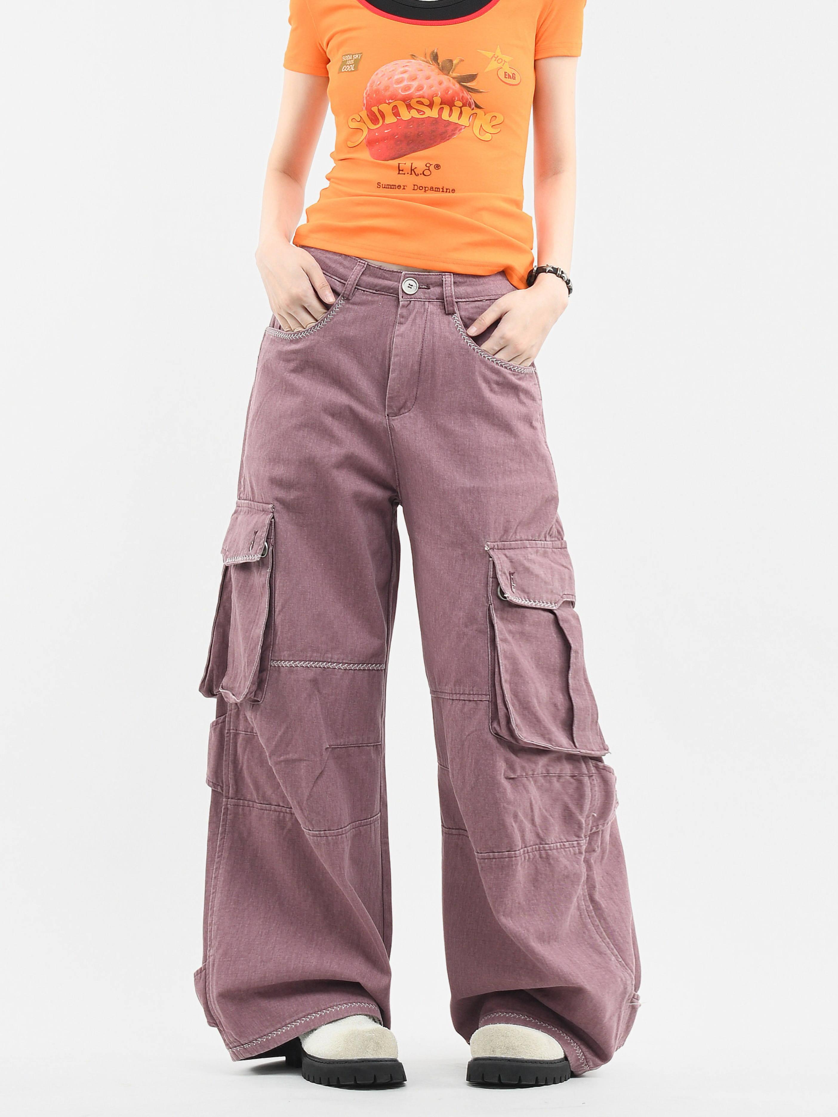 ThornView - Women's Multi-Pocket Washed Cargo Pants
