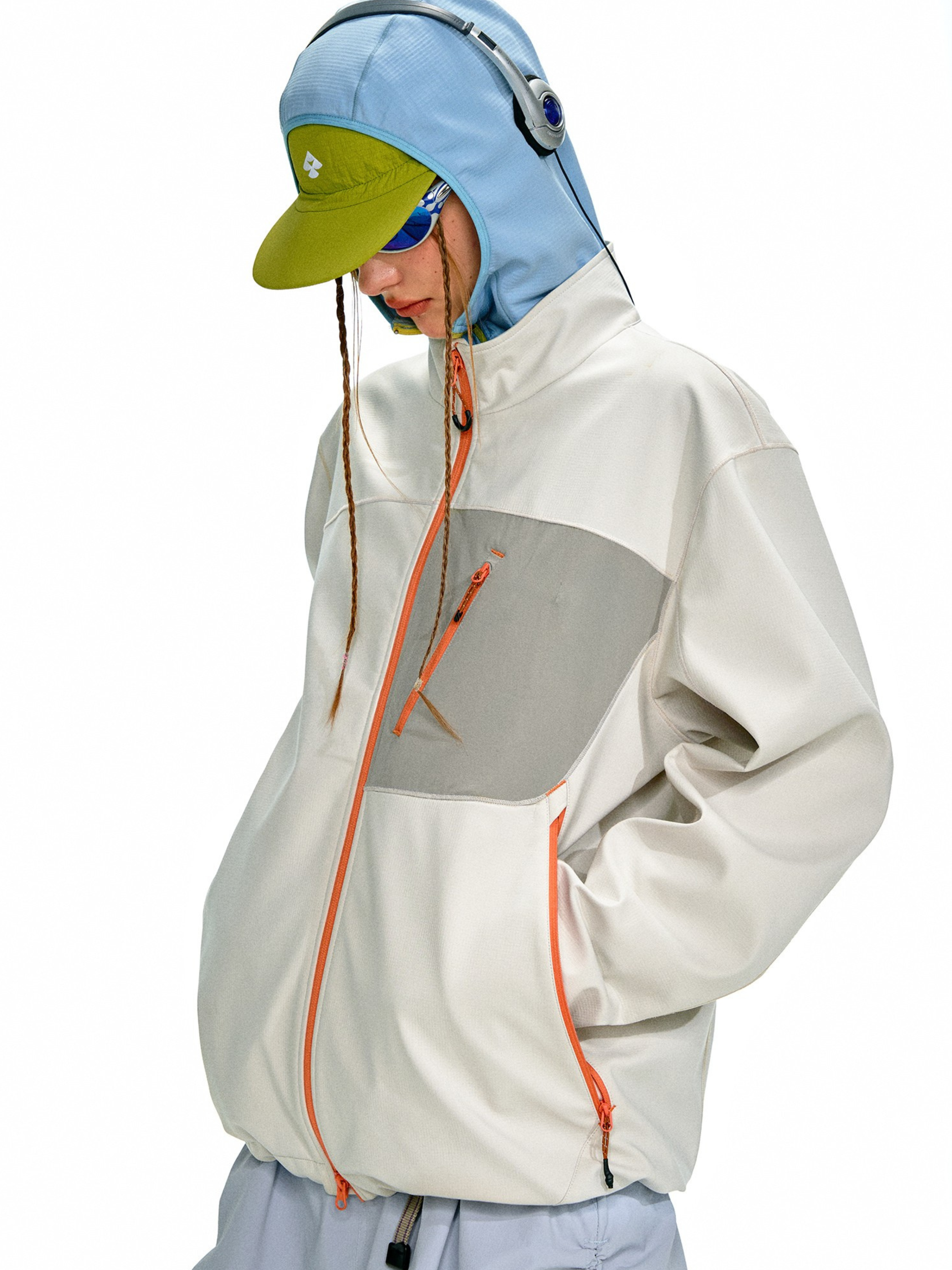 Driftcore - Unisex Colorblock Zip-Up Stand Collar Jacket