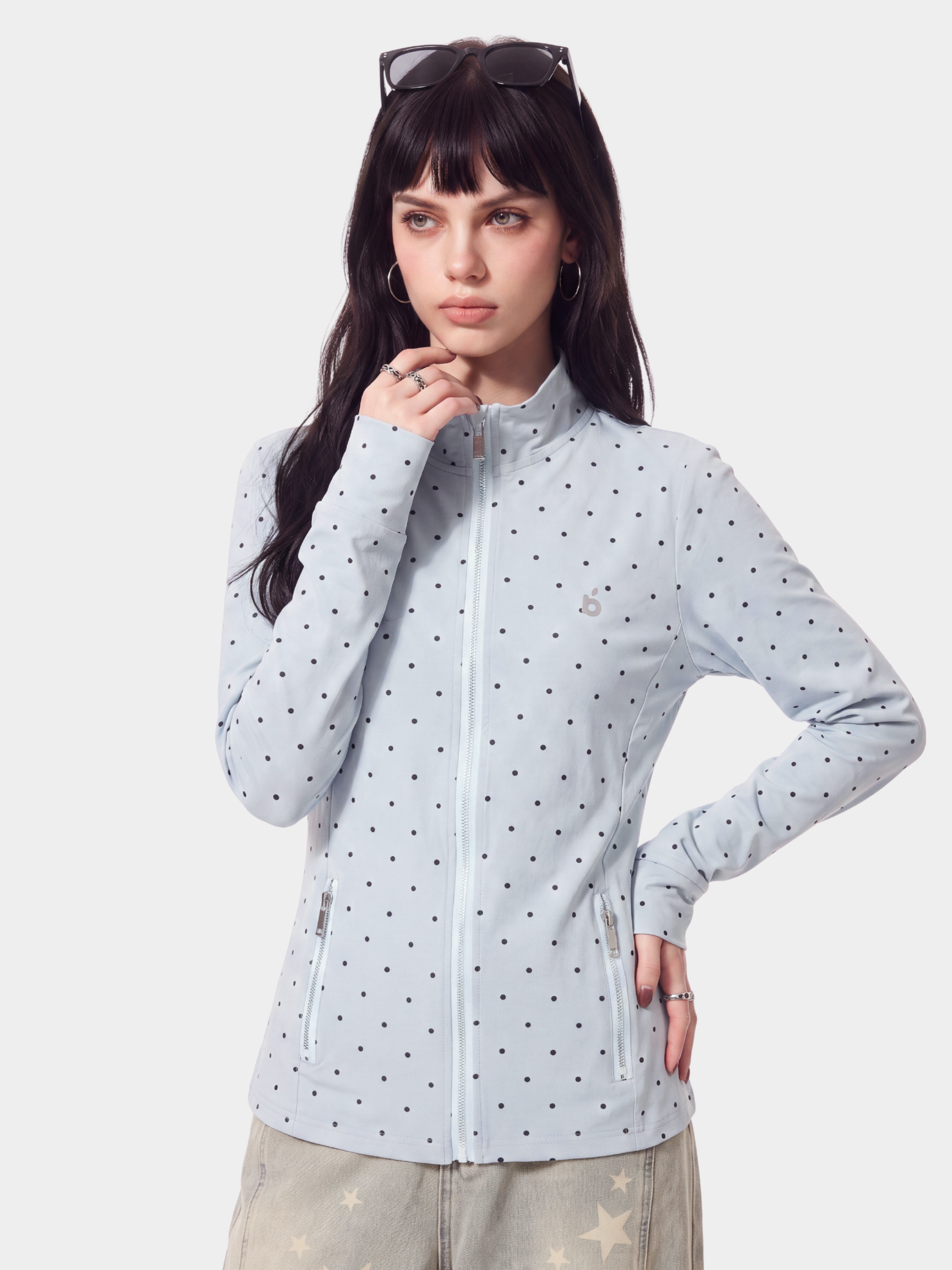 PolkaVeil - Women's UPF 50+ Polka Dot Fitted Sun Protection Jacket