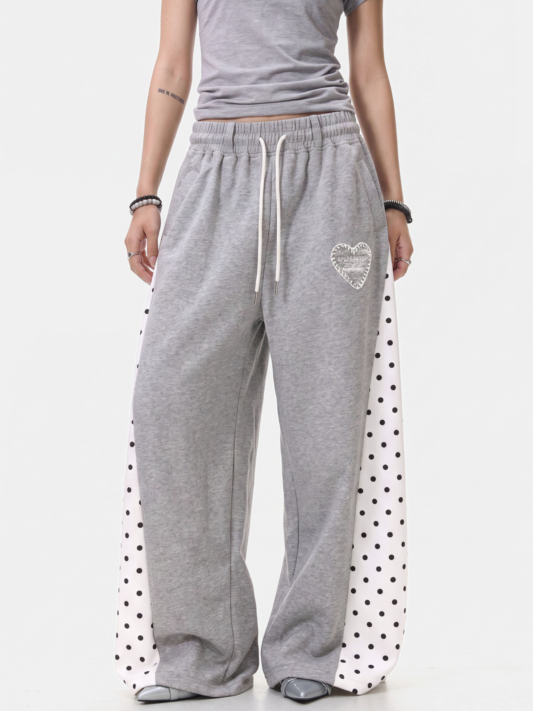 StrideDot - Women's Polka Dot Wide-Leg Sweatpants