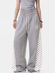 StrideDot - Women's Polka Dot Wide-Leg Sweatpants