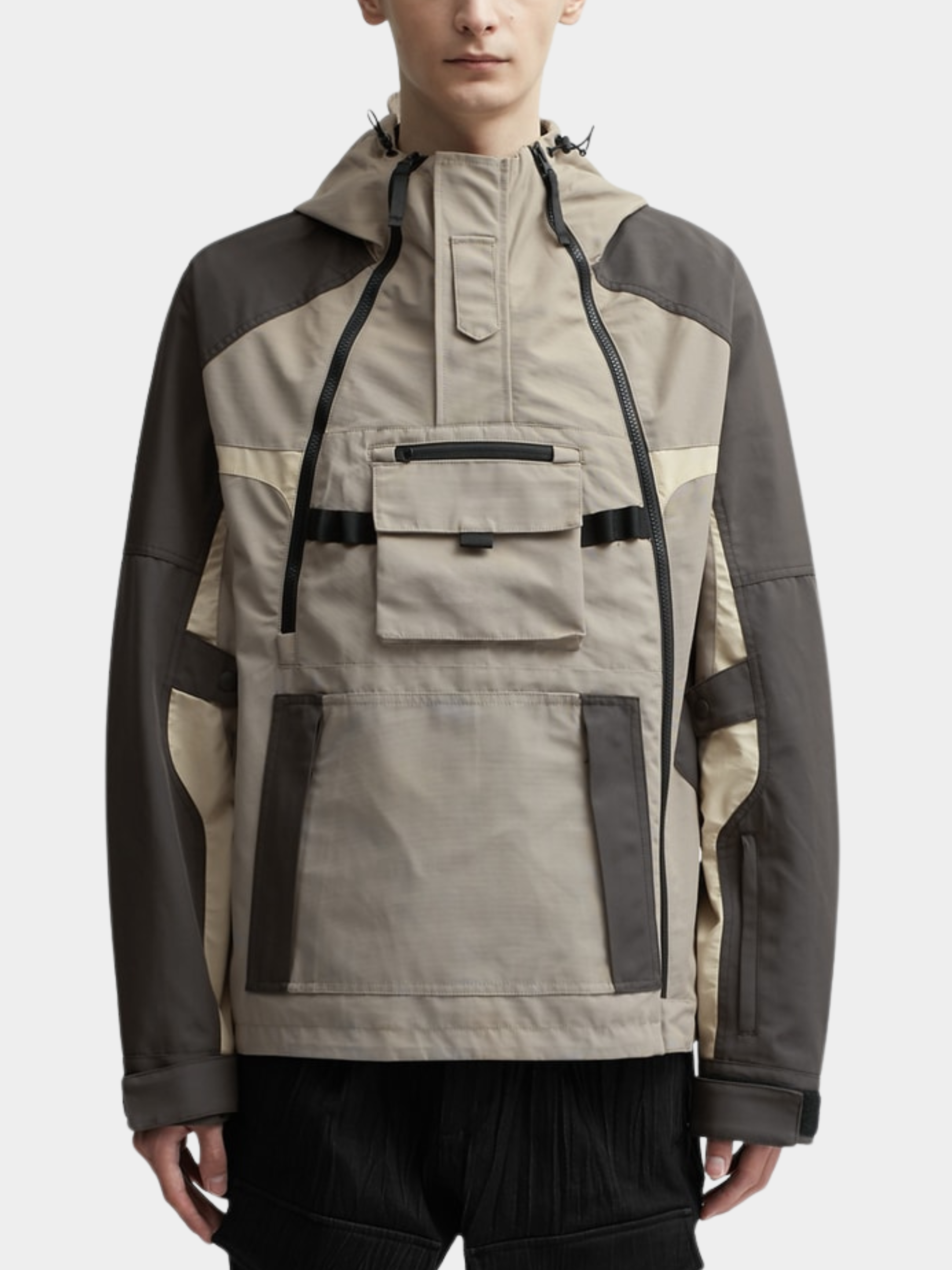CampMat - Men's Multi-Pocket Utility Color-Block Hooded Jacket
