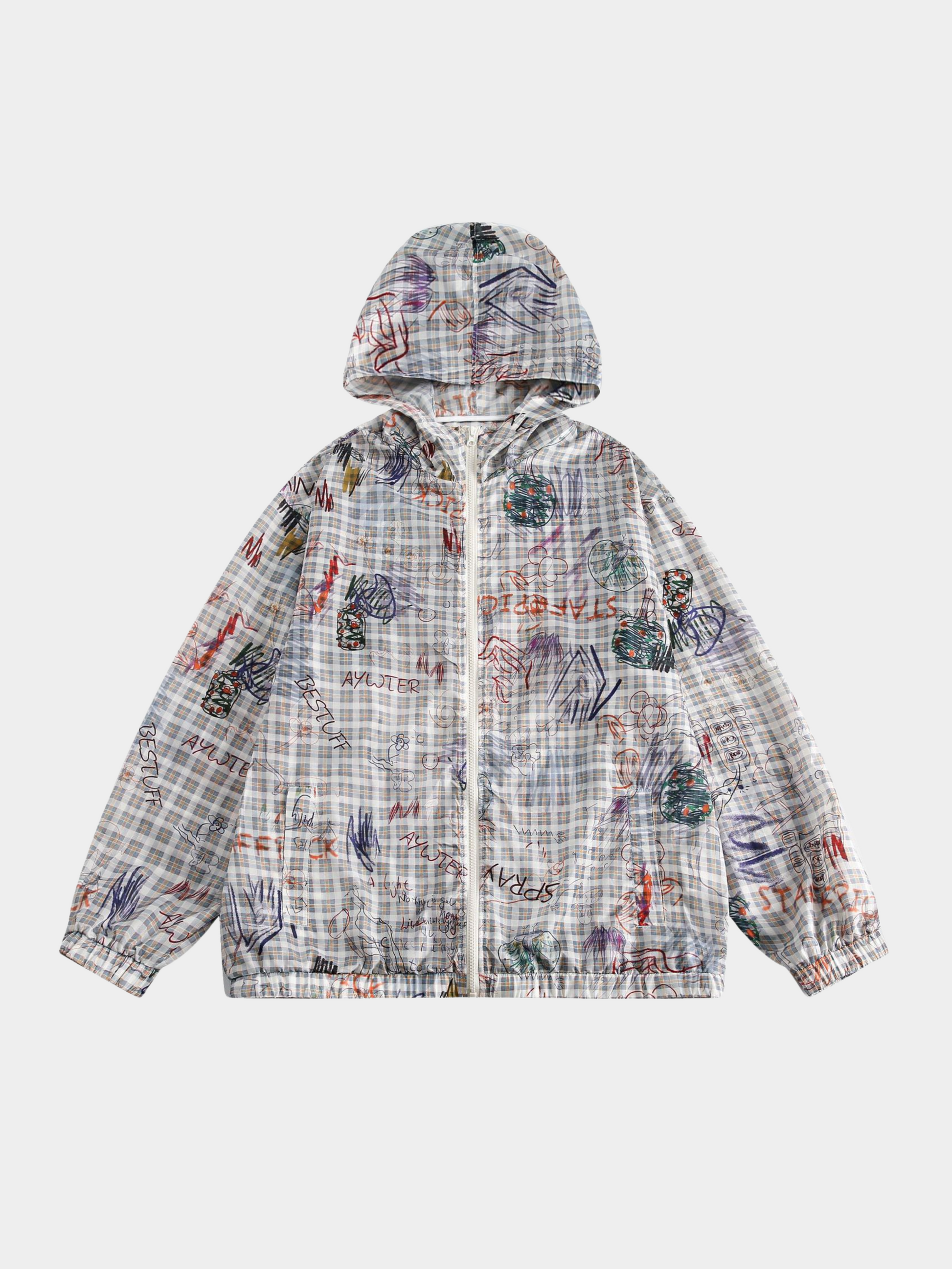 MesaStep - Women's UPF50+ Graffiti Print Loose-Fit Hooded Sun Protection Jacket GONGGAR SPORTS