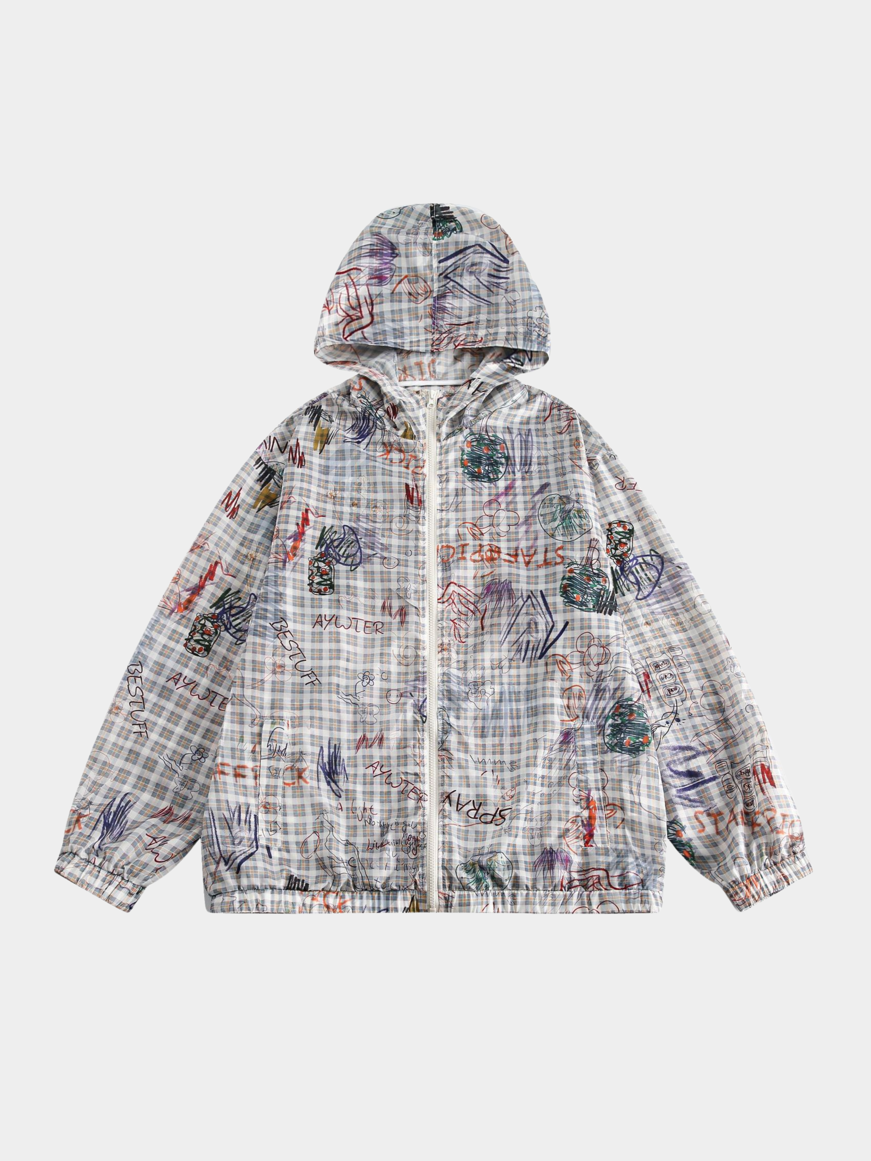 MesaStep - Women's UPF50+ Graffiti Print Loose-Fit Hooded Sun Protection Jacket GONGGAR SPORTS