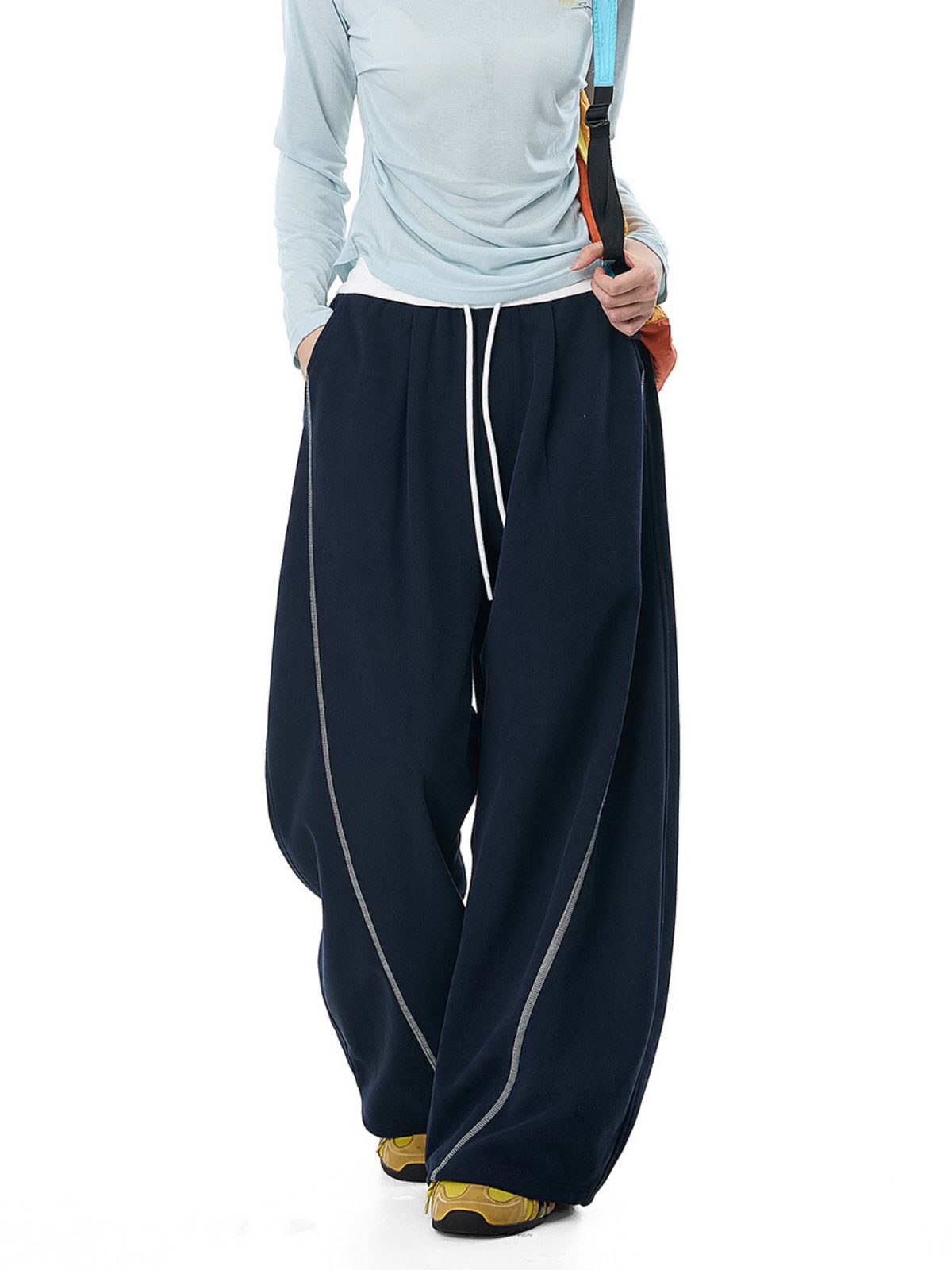 DustCloud - Women's Color-Block Curved-Leg Relaxed Sweatpants