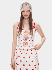 SugarRush - Women's Polka Dot Cat Print Cropped Tank Top