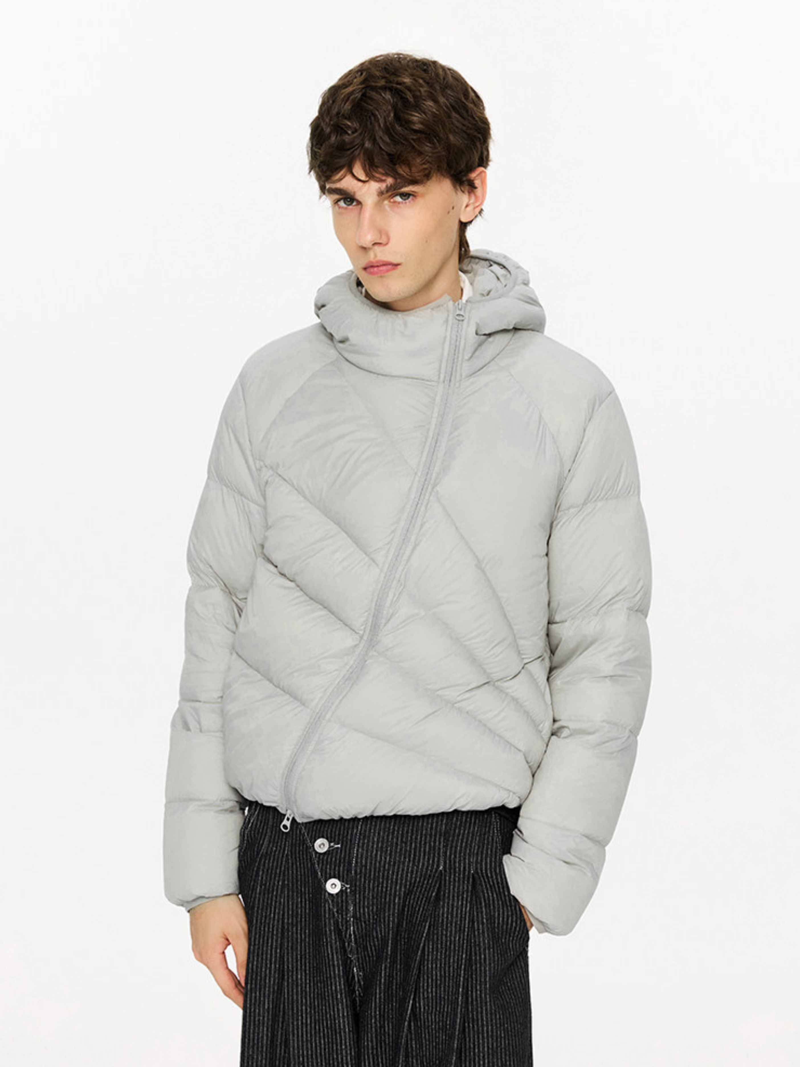 Frostfeather - Unisex Asymmetrical Zip 90% White Duck Down Jacket