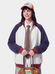 EdgeDrift - Unisex Color-Block Raglan Stand Collar Zip Jacket