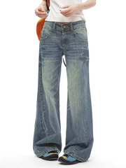 Canyonclimb - Women's Washed Blue Slight Flare Straight Jeans