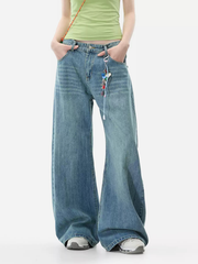 LowFell - Women's Washed Relaxed Straight-Leg Denim Jeans