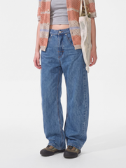 FadeTrail - Unisex Washed Soft & Breathable Cotton Curved-Leg Jeans