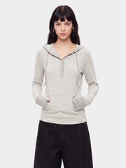SlimDrift - Women's Striped Slim-Fit Hooded Long Sleeve T-Shirt