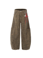 FoxCrate - Unisex Leopard Print Statement Wide-Leg Scimitar Pants
