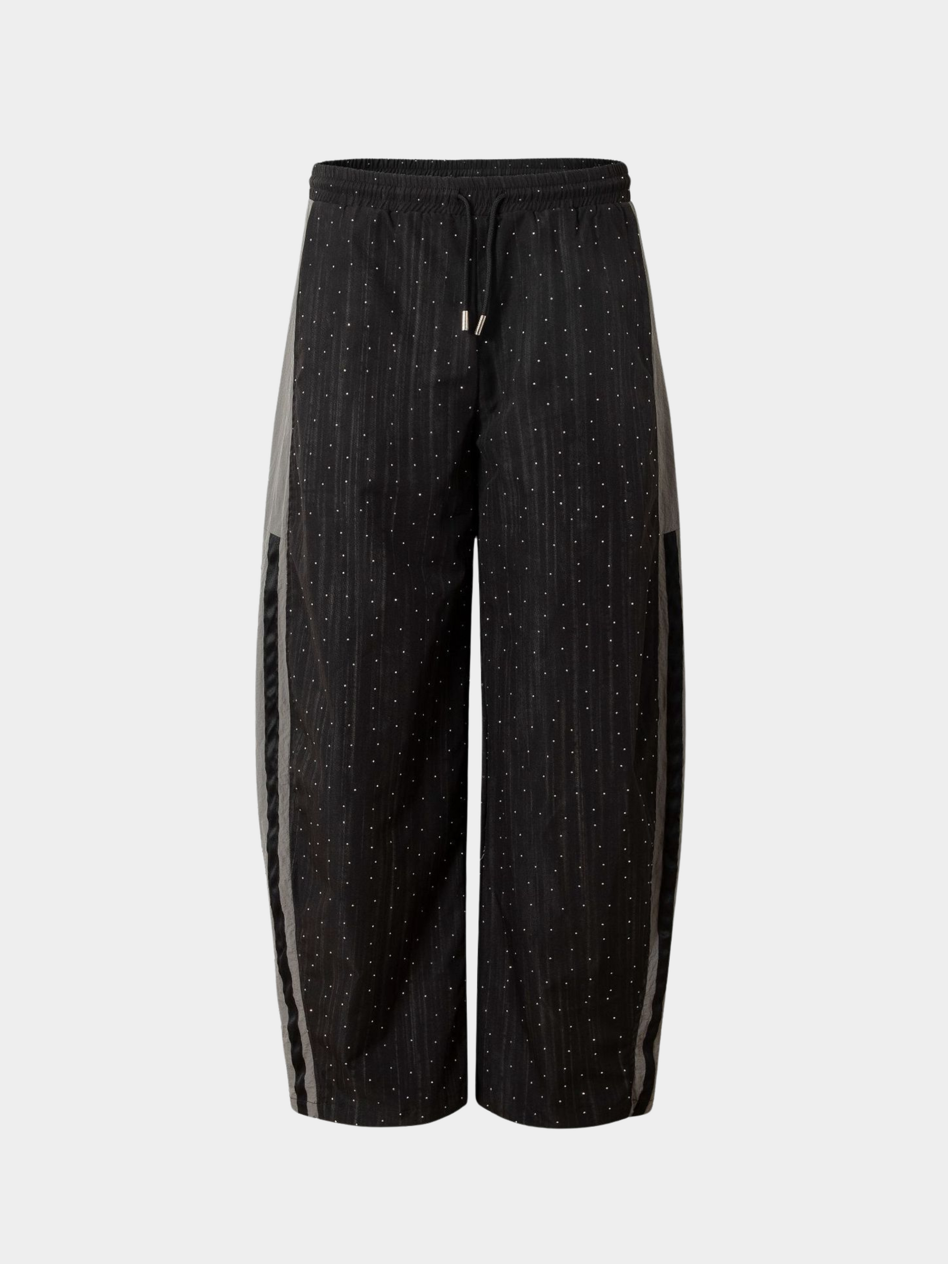 FoxGo - Unisex High Street Colorblock Rhinestone Satin Track Pants GONGGAR SPORTS