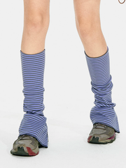 AlpPeak - Color-Block Striped Mid-Calf Leg Warmers