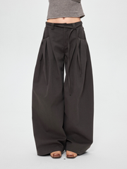 Fieldcast - Women's Drawstring Waist Pleated Pocket Straight-Leg Pants