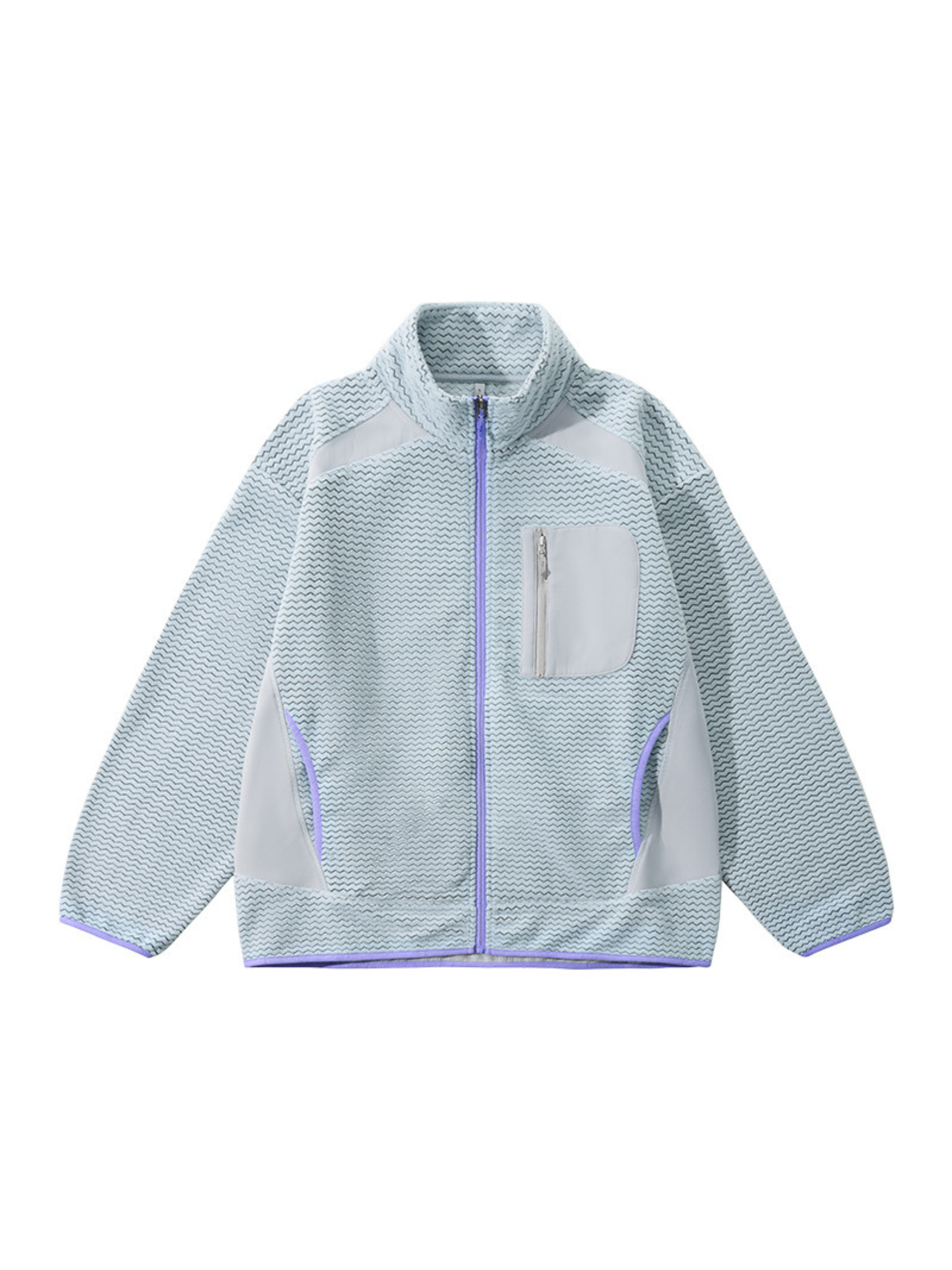 Nightthorn - Unisex Wave Pattern Fleece Zip-Up Sweatshirt