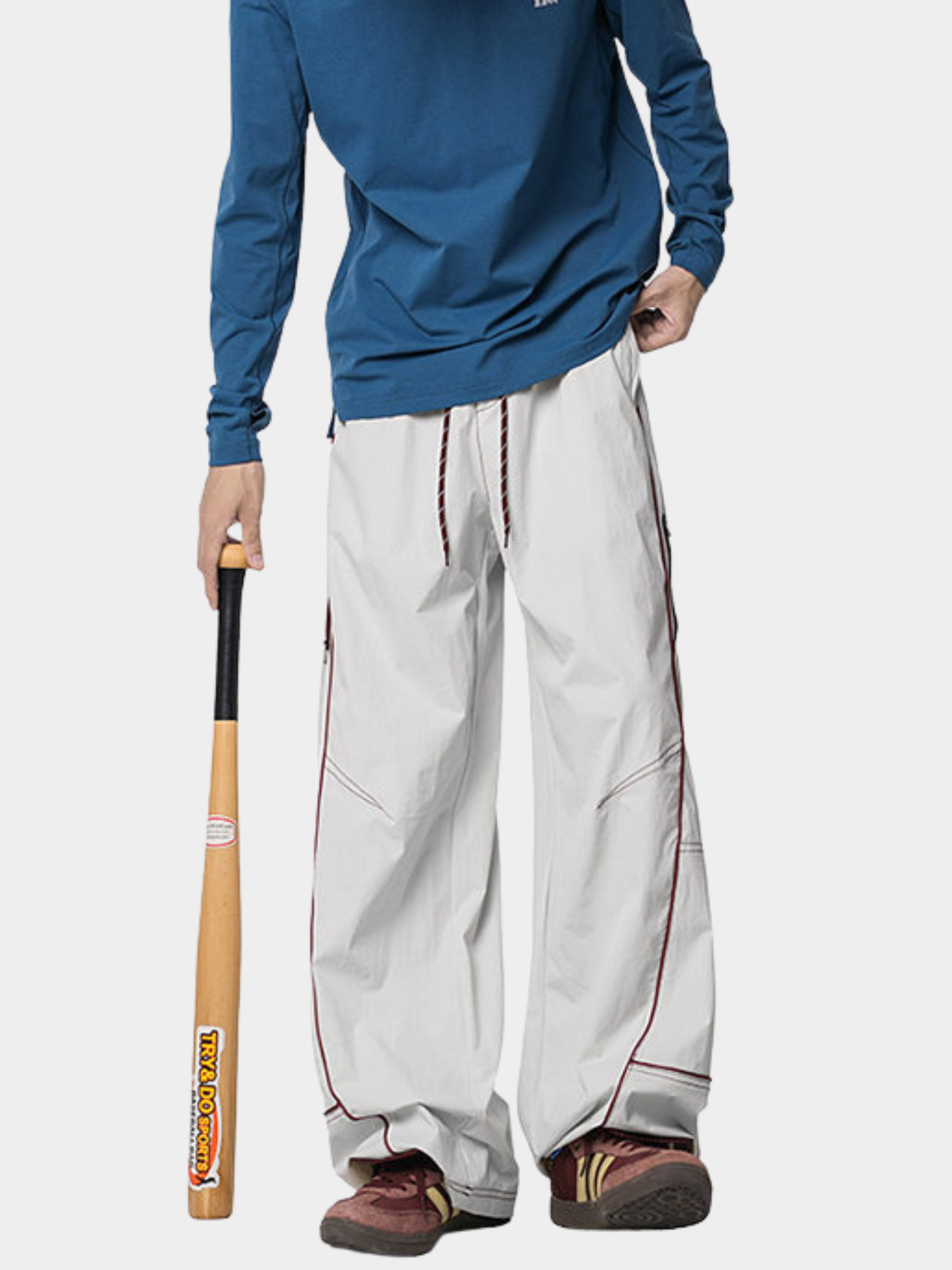 FoxView - Unisex Three-Proof Colorblock Striped Curved-Cut Pants