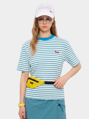 StillCloak - Unisex Striped Embroidered Cotton Relaxed T-Shirt