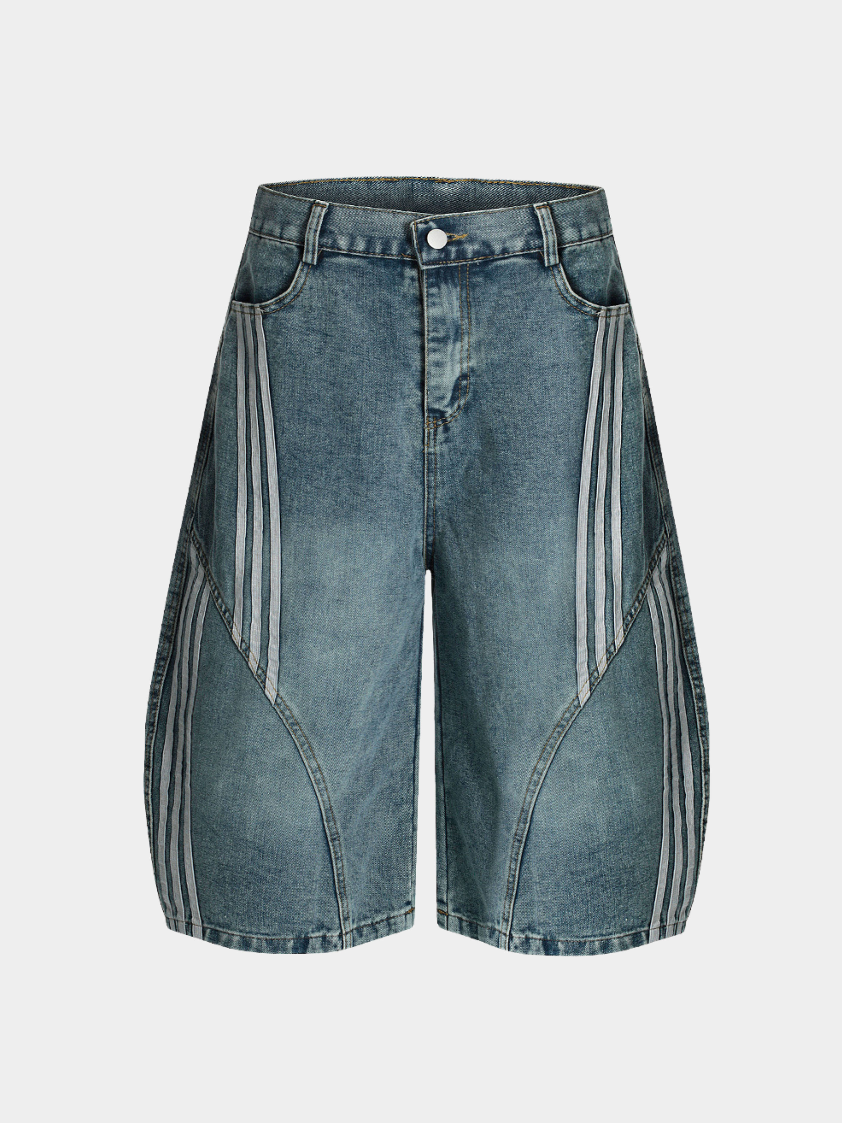 HawkPort - Unisex Washed Distressed Cropped Denim Pants
