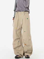 FrostTop - Women's Pure Cotton Straight-Leg Curved Pleat Paratrooper Pants