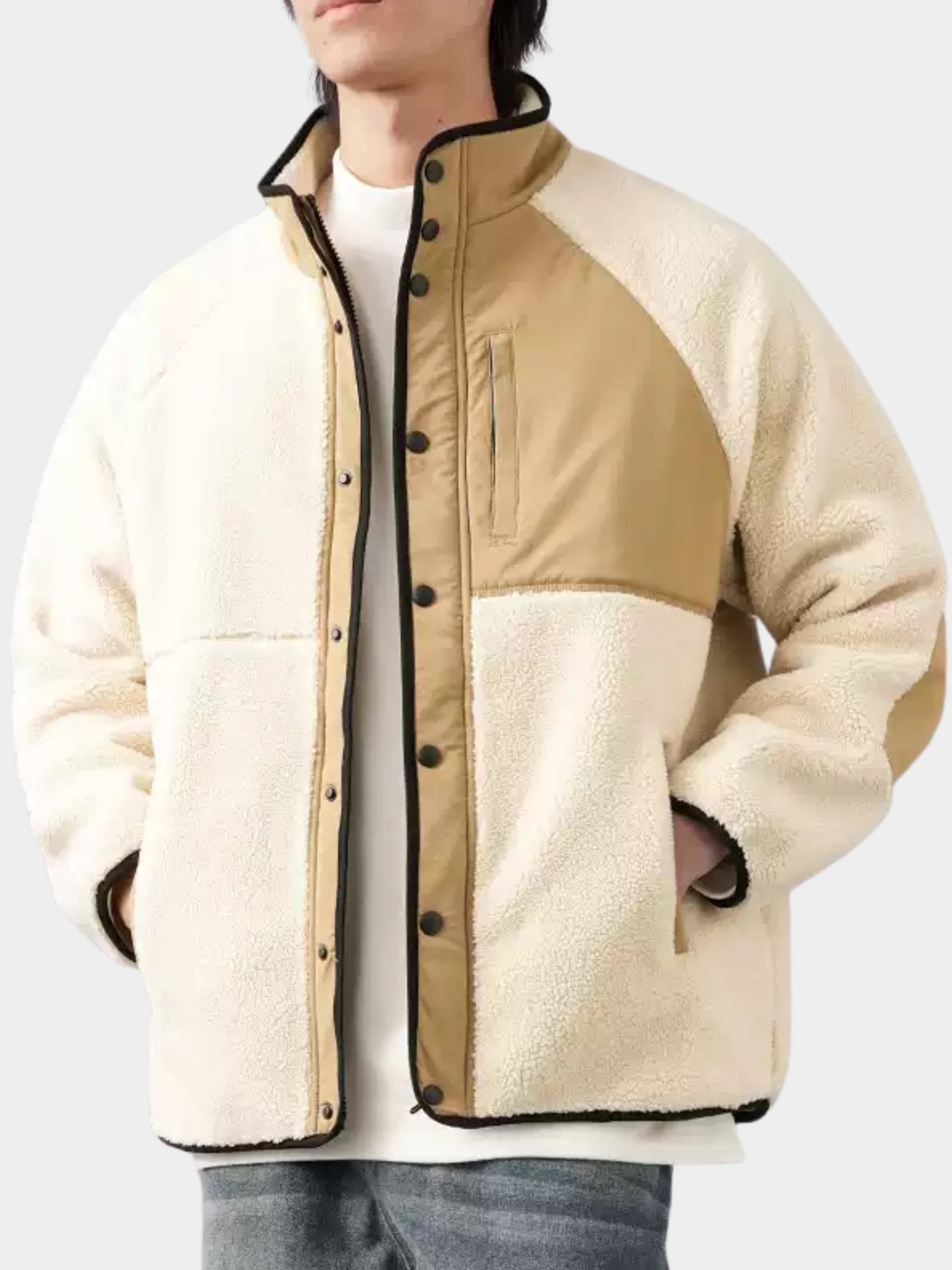 GlowBag - Men's Faux Shearling Thermal Stand Collar Jacket